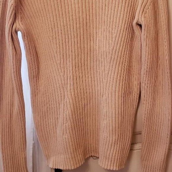 BLUE WILLI'S DENMARK, IVORY/BEIGE CABLE KNIT COLLARED SWEATER, XL - Picture 4 of 7